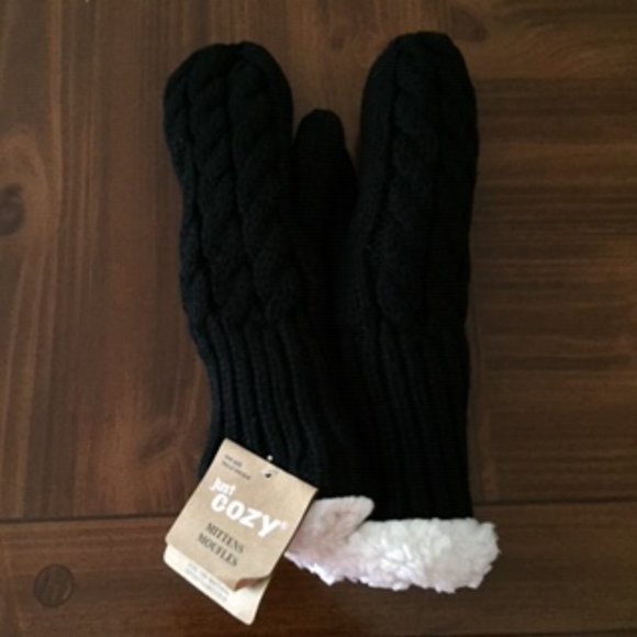 JUST COZY MITTENS.  ONE SIZE FITS.  COLOR: BLACK - Picture 1 of 2